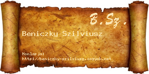 Beniczky Szilviusz névjegykártya